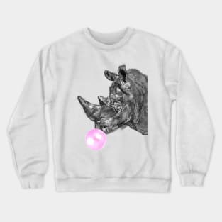 Rhino with Bubblegum in Black and White Crewneck Sweatshirt